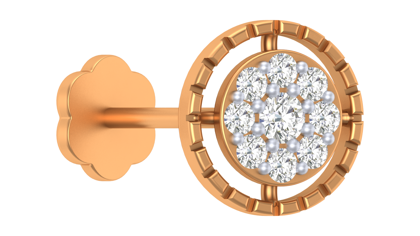 18K Gold & Diamond Round Nose Pin KRA50048