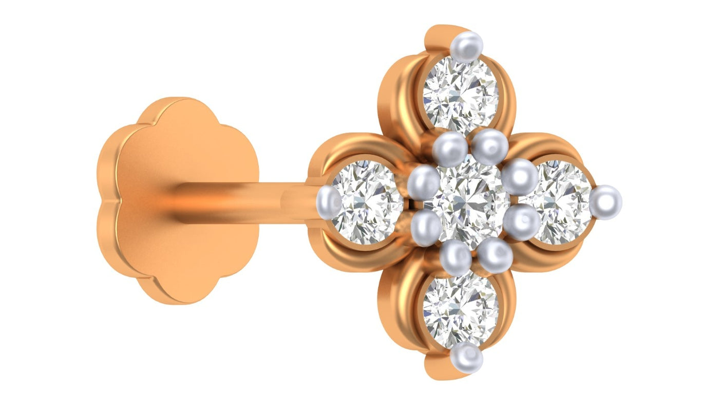 Gold & Diamond Stud Nose Pin KRC80127