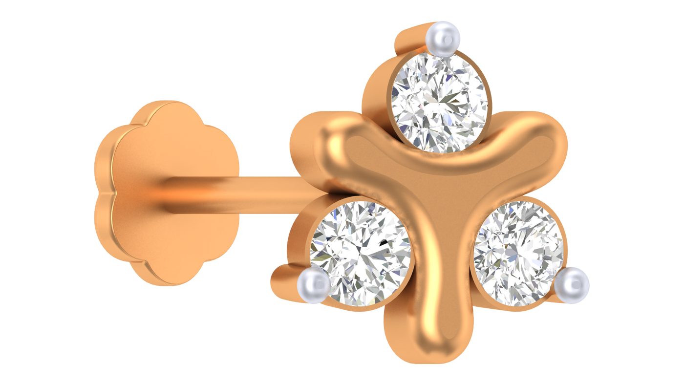 Gold & Diamond Stud Nose Pin KRC80163