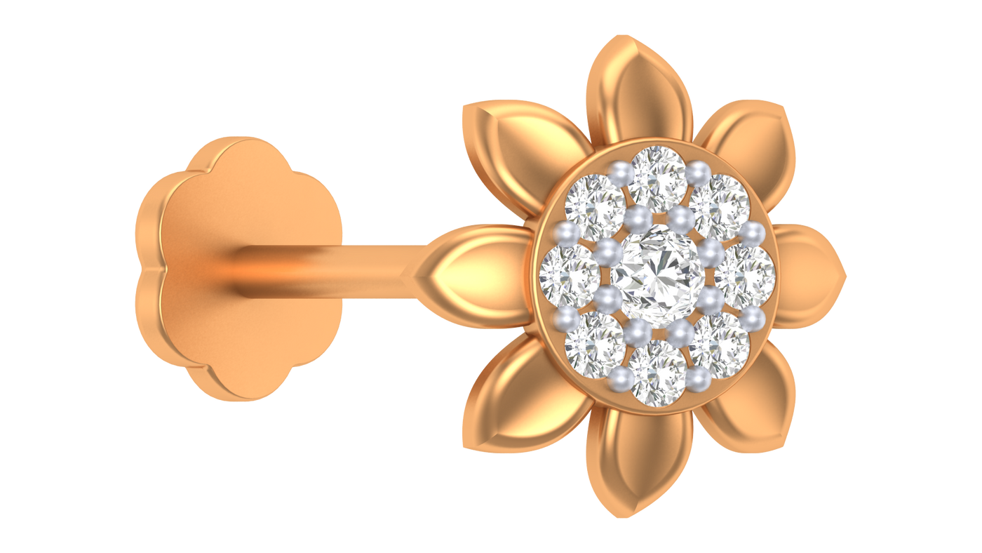 Gold & Diamond Stud Nose Pin KRC80114