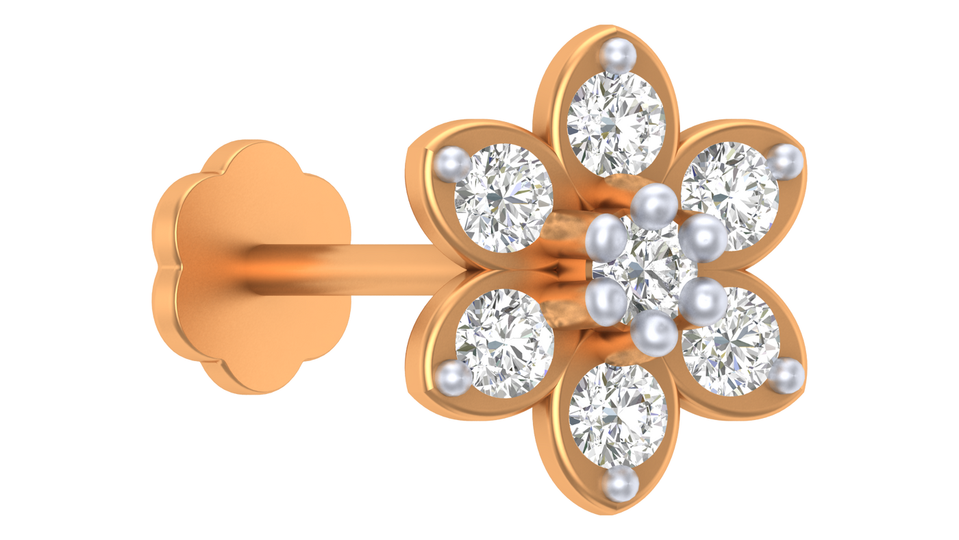 Gold & Diamond Stud Nose Pin KRC80186