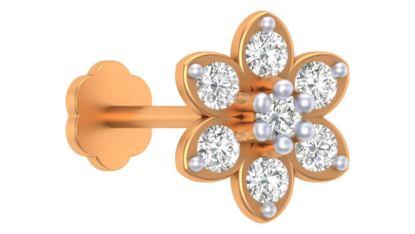 Gold & Diamond Stud Nose Pin KRC80186