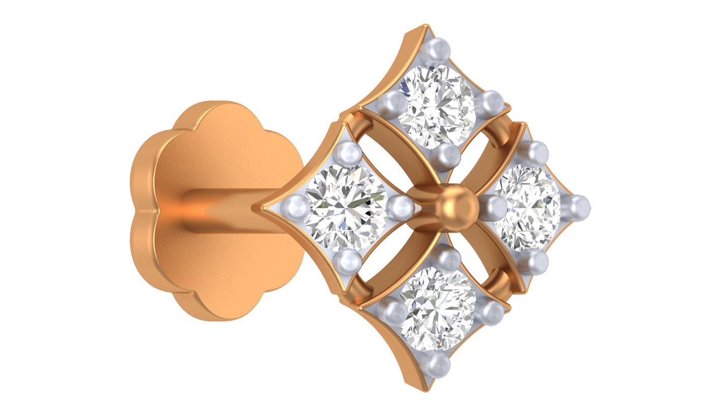 Gold & Diamond Stud Nose Pin KRA50062