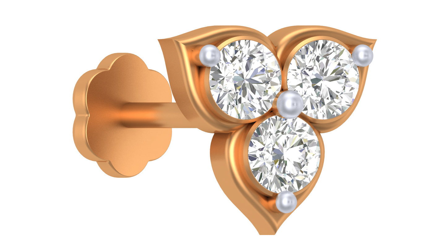 Gold & Diamond Stud Nose Pin KRC80165