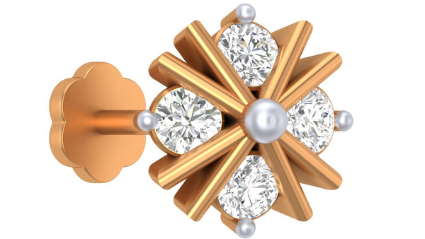 Gold & Diamond Stud Nose Pin KRC80171