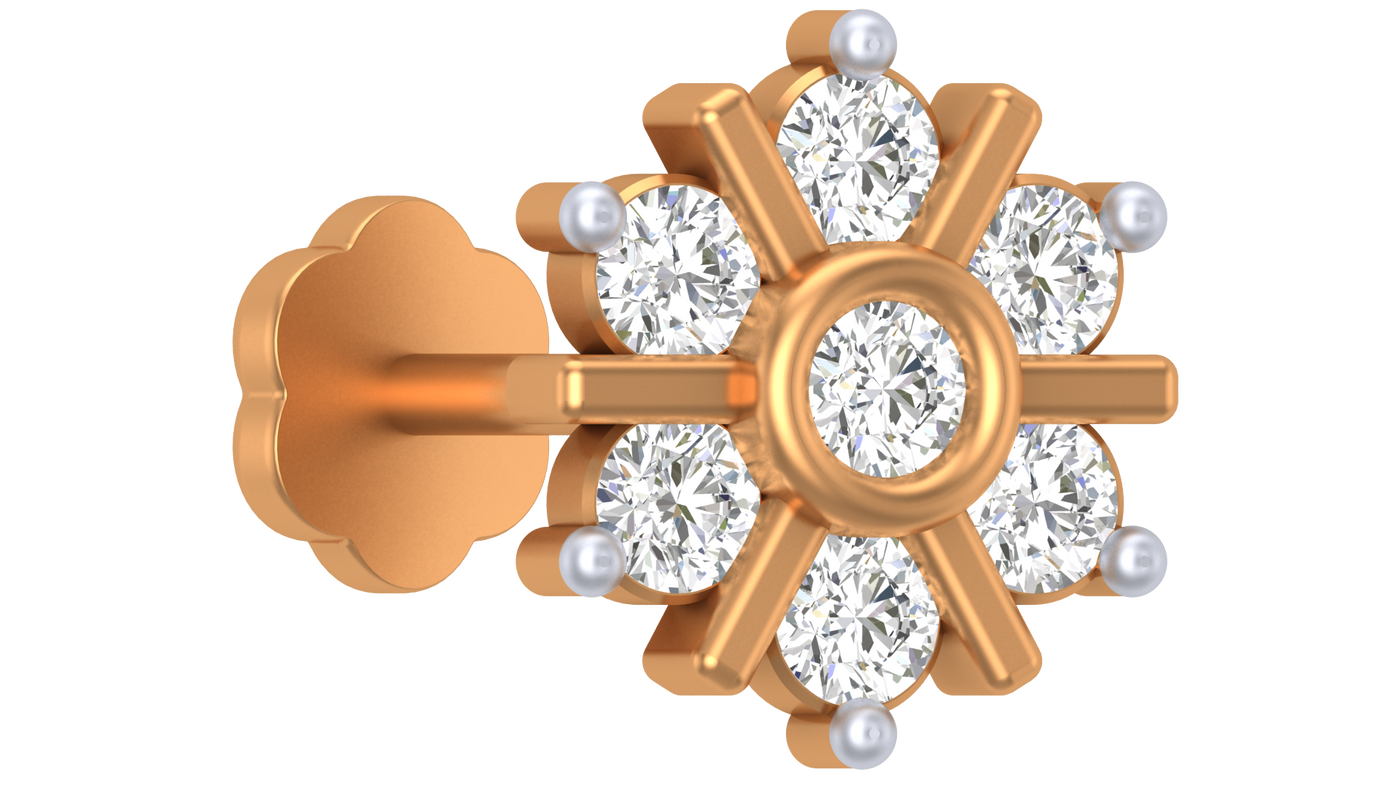 Gold & Diamond Stud Nose Pin KRC80189