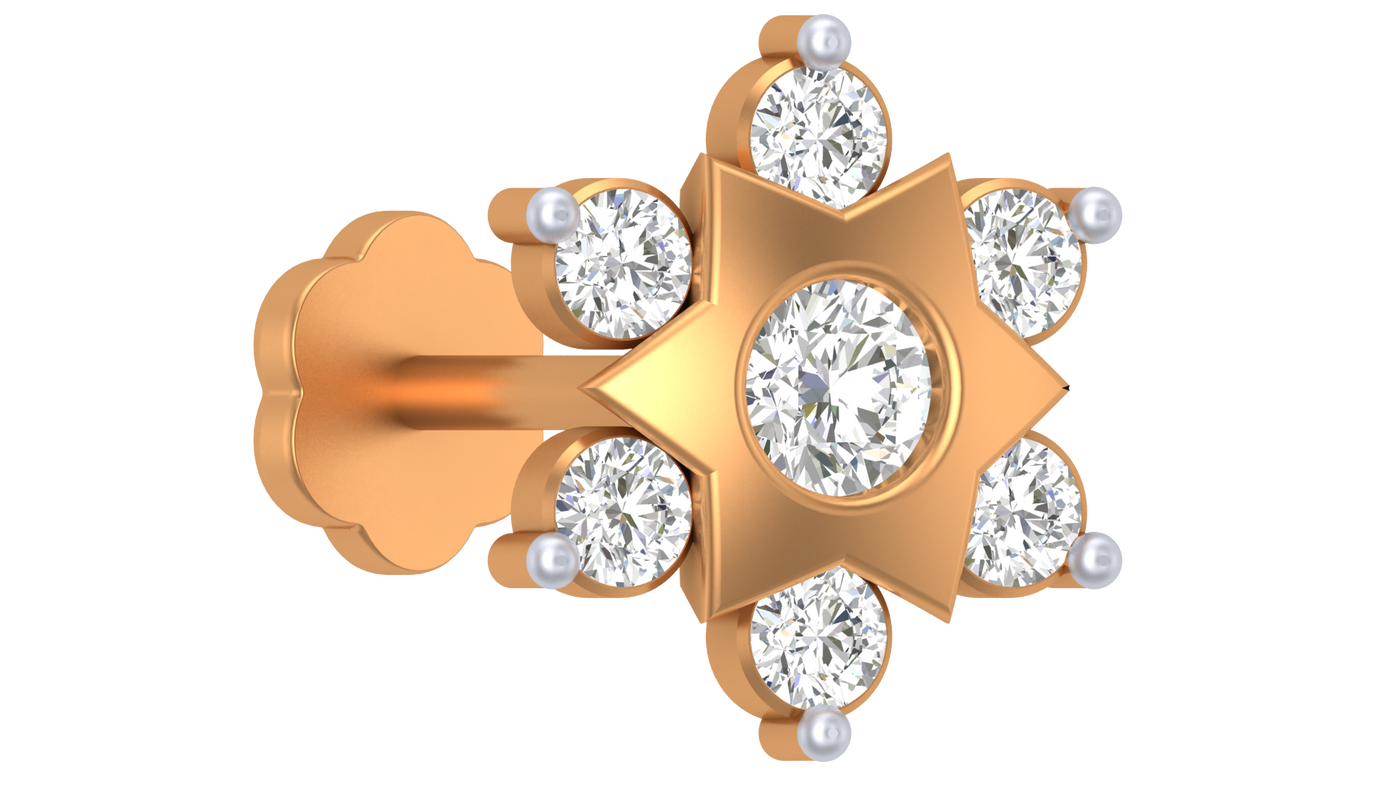 Gold & Diamond Stud Nose Pin KRC80185