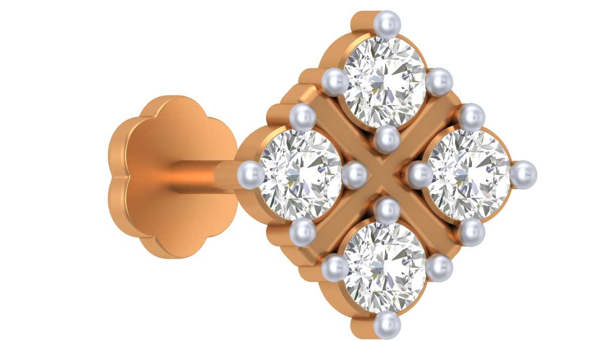 18K Gold & Diamond Nose Pin KRA50076