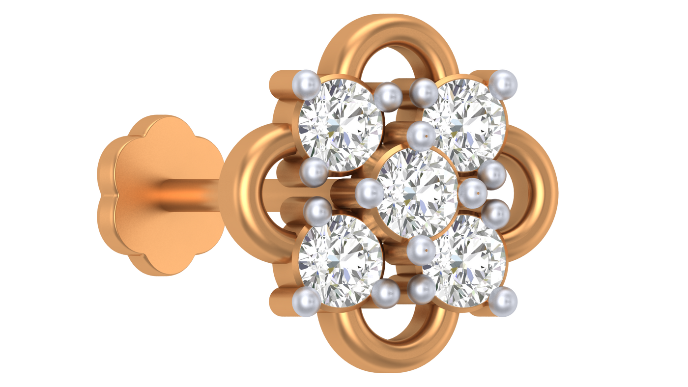 Gold & Diamond Stud Nose Pin KRC80200