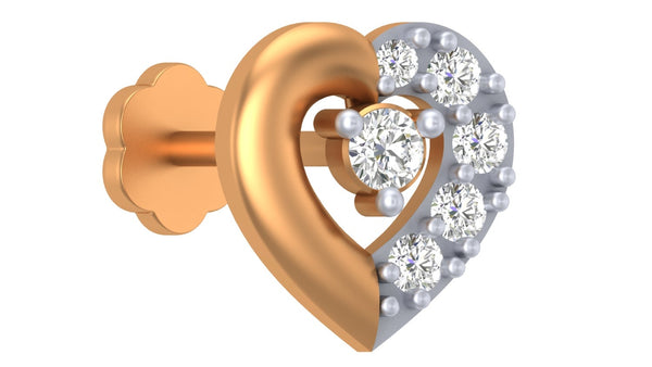 Gold & Diamond Heart Nose Pin KRC80121