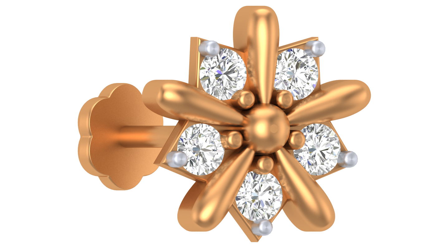Gold & Diamond Stud Nose Pin KRA50080