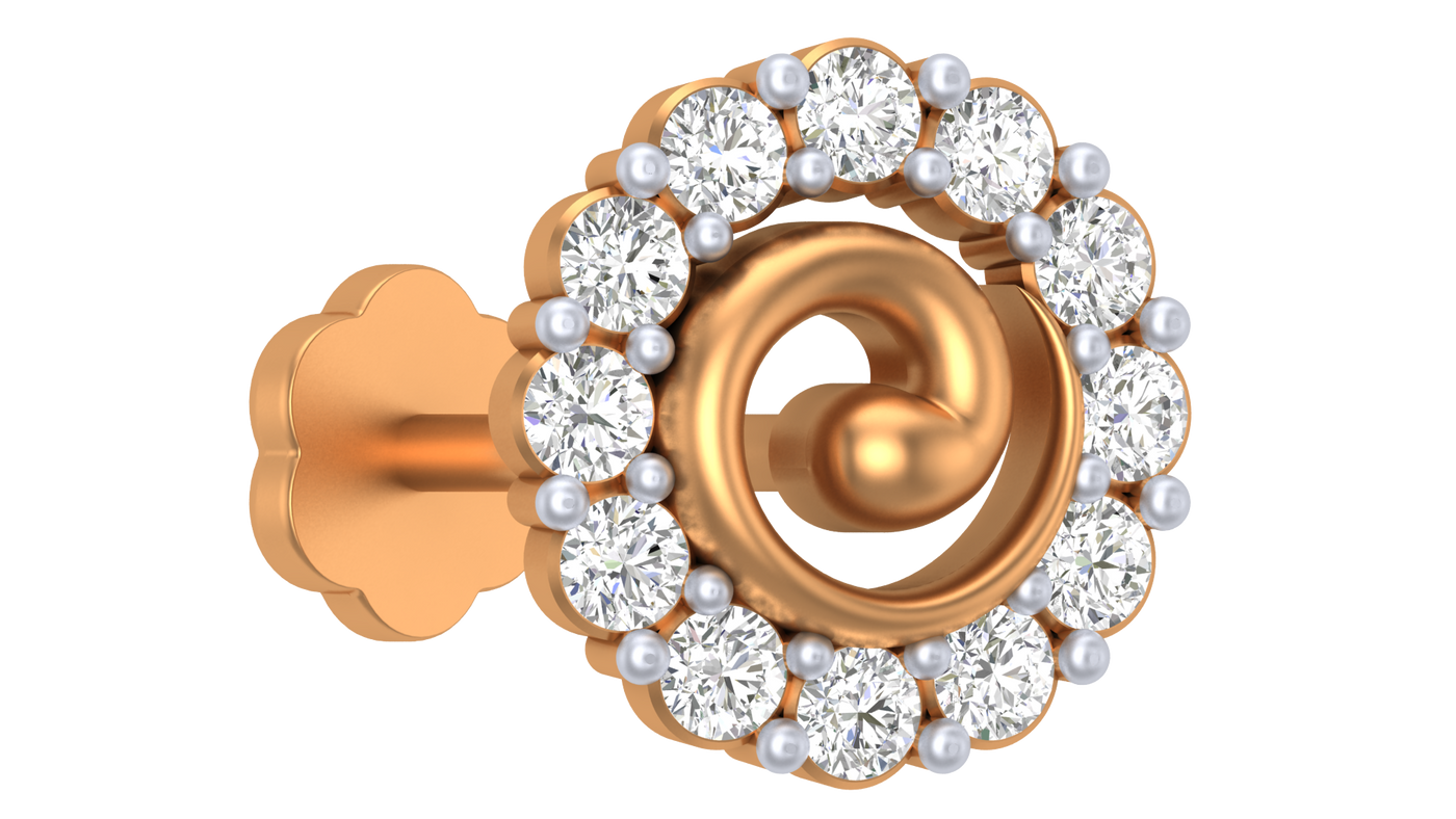 Gold & Diamond Round Nose Pin KRC80197