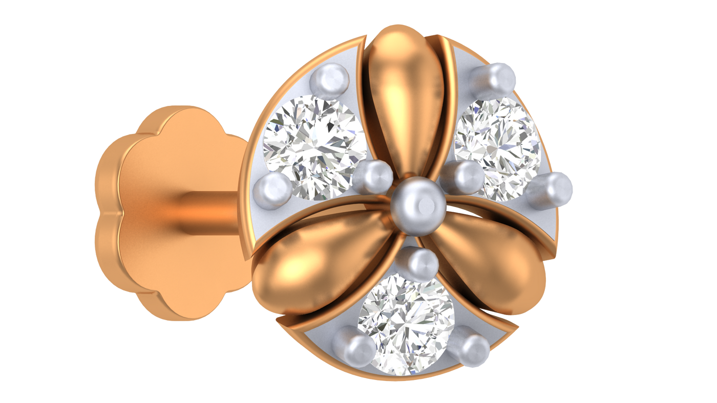Gold & Diamond Stud Nose Pin KRC80159