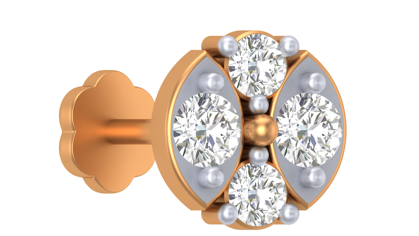 Gold & Diamond Round Nose Pin KRA50096