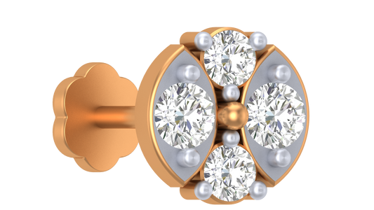 18K Gold & Diamond Round Nose Pin KRA50096