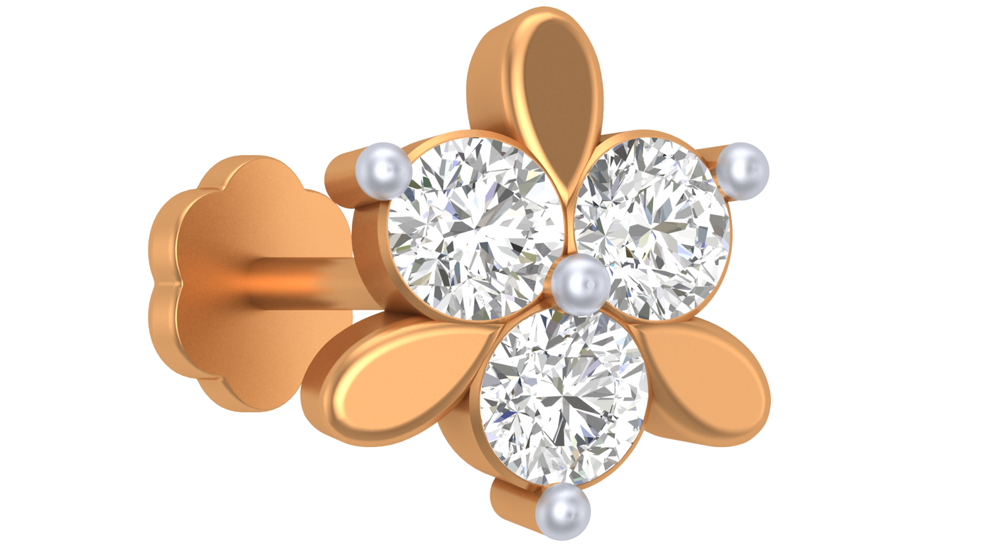Gold & Diamond Stud Nose Pin KRC80178
