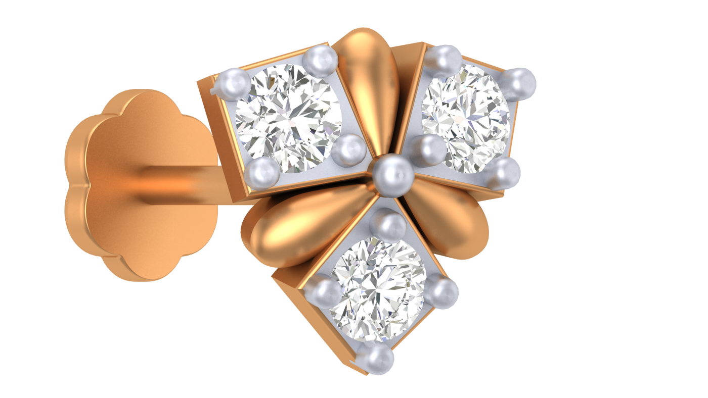 Gold & Diamond Stud Nose Pin KRC80193