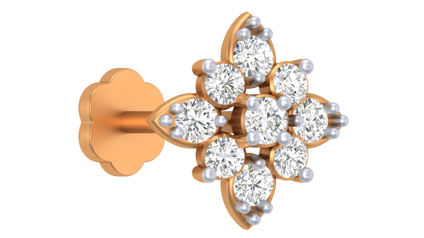 Gold & Diamond Stud Nose Pin KRC80183