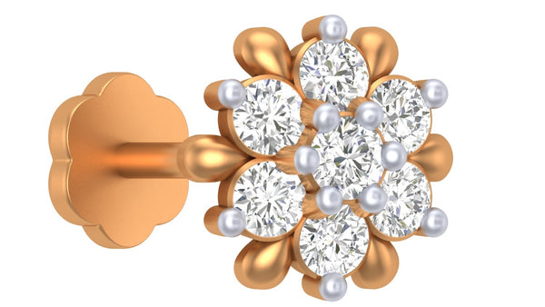 Gold & Diamond Stud Nose Pin KRC80181