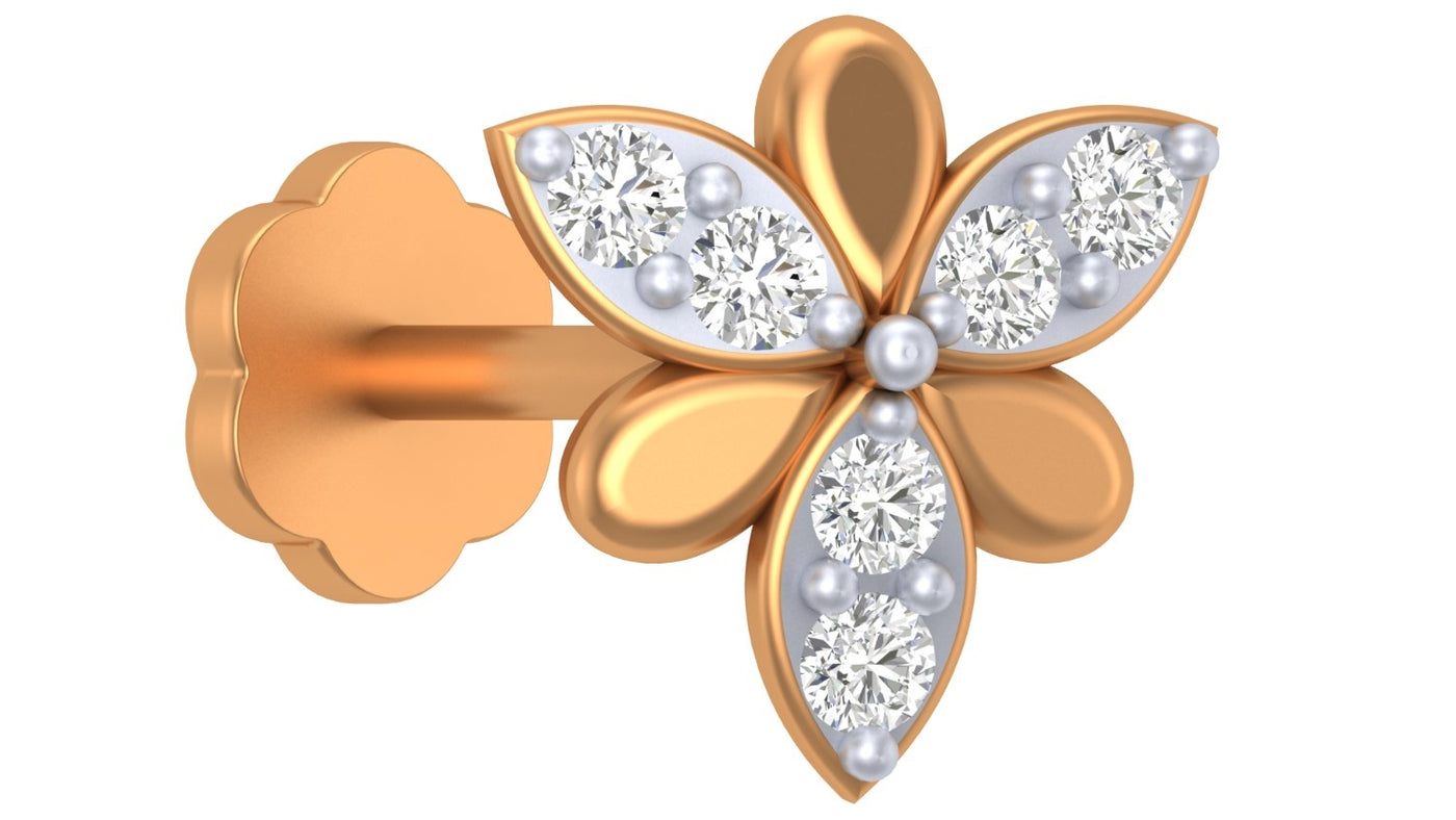 Gold & Diamond Stud Nose Pin KRC80100