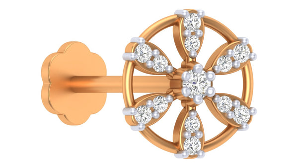 Gold & Diamond Round Nose Pin KRC80115