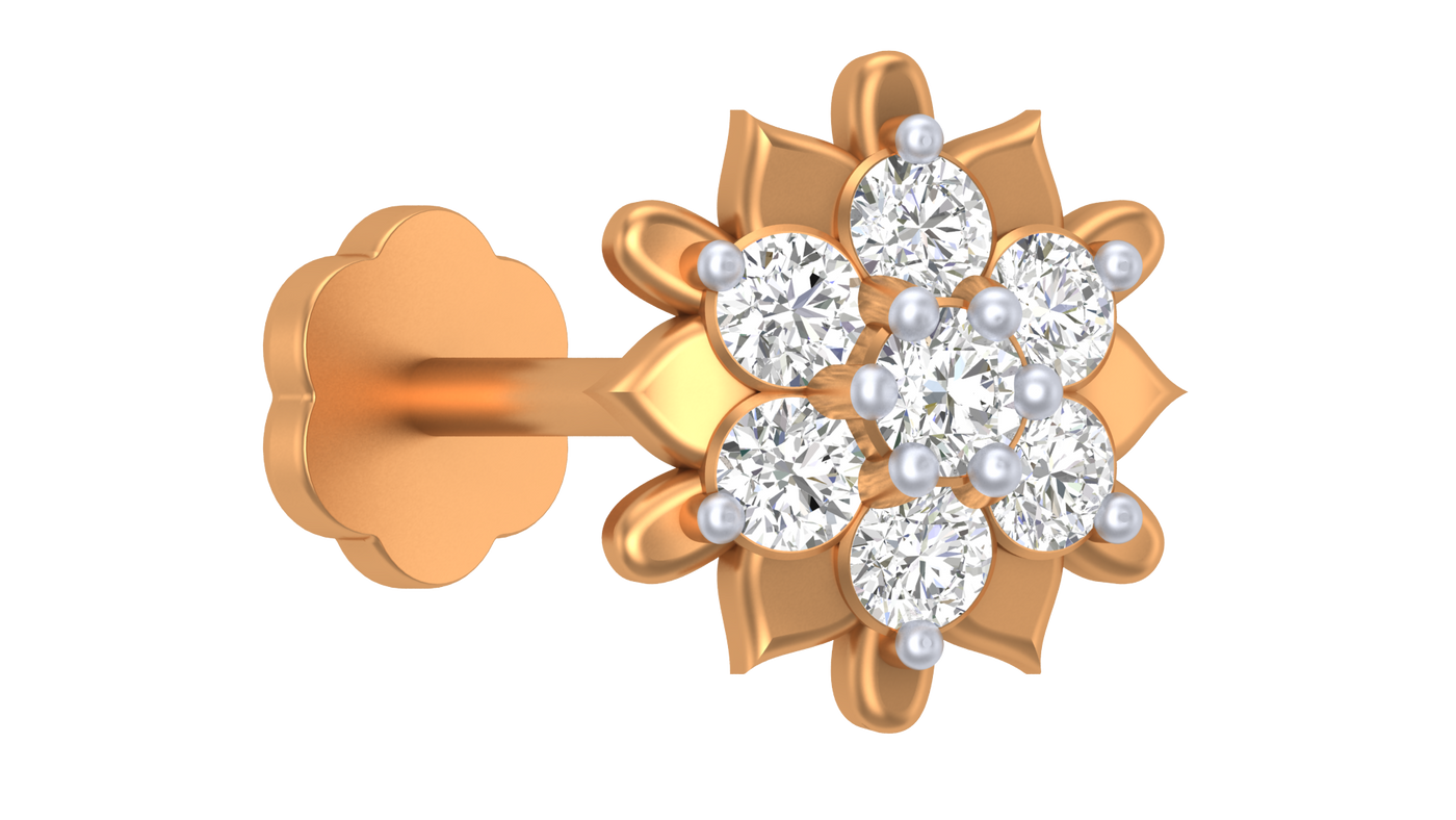 Gold & Diamond Stud Nose Pin KRA50111