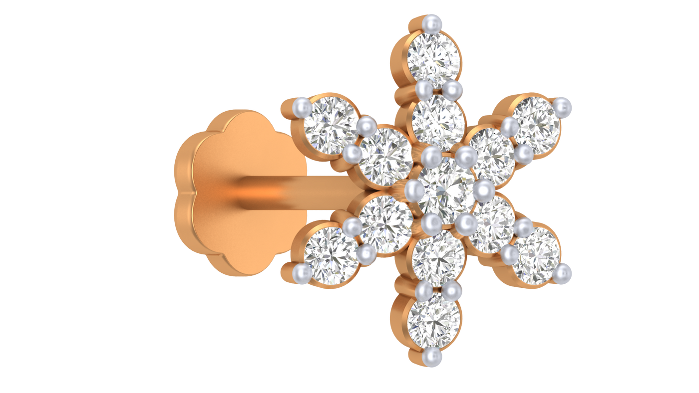 Gold & Diamond Stud Nose Pin KRC80187