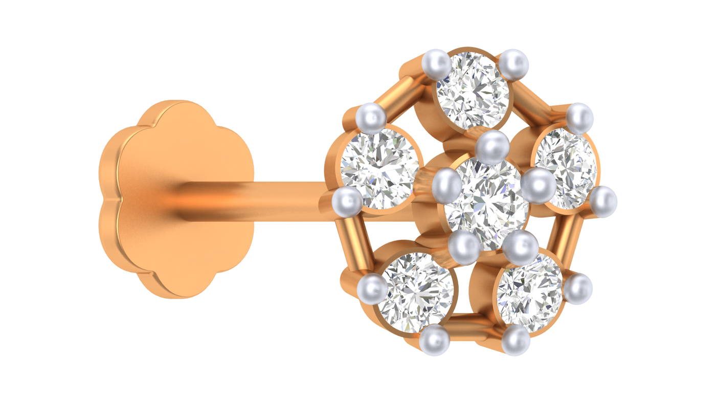 Gold & Diamond Stud Nose Pin KRC80157