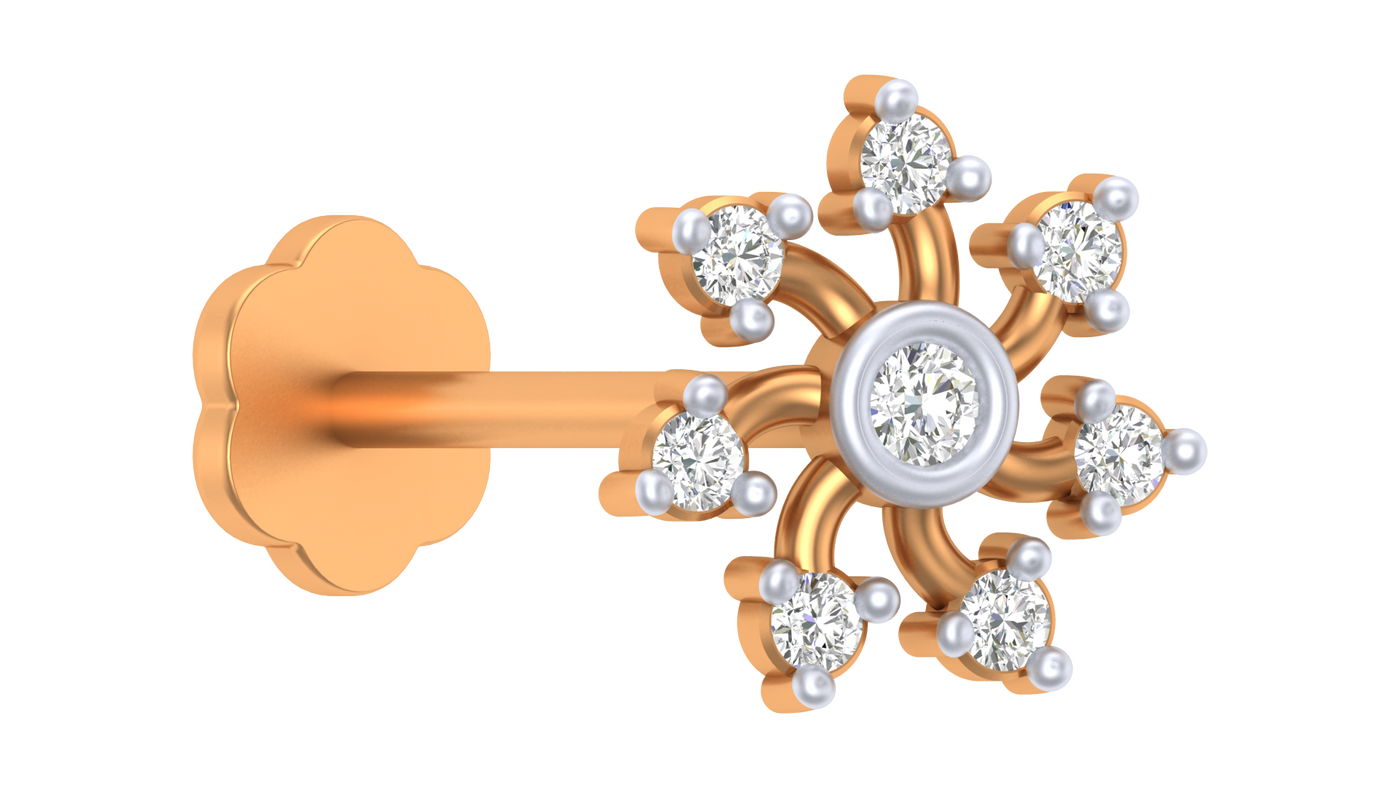 Gold & Diamond Stud Nose Pin KRC80101