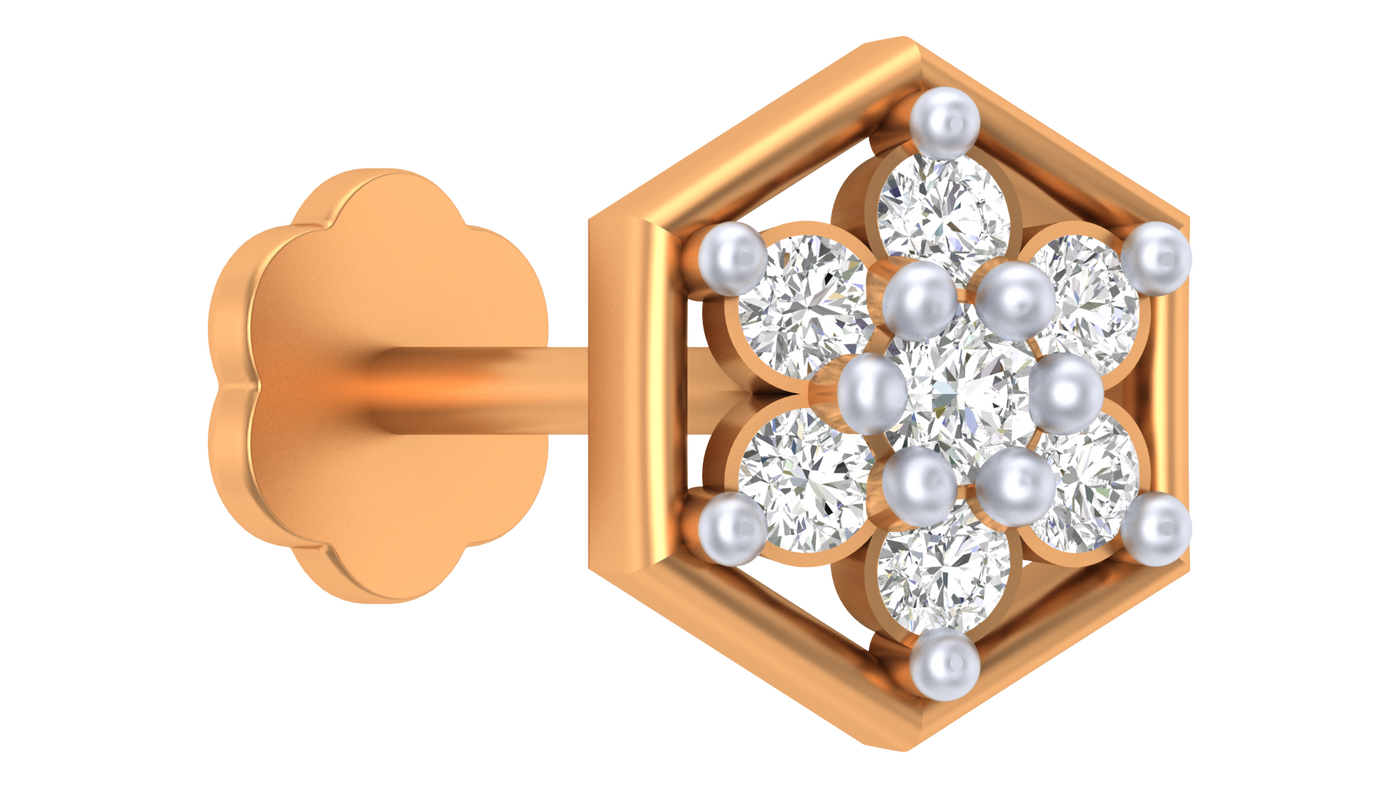 18K Gold & Diamond Stud Nose Pin KRA50123