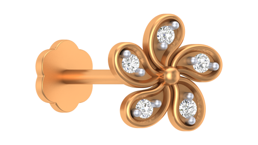 18K Gold & Diamond Stud Nose Pin KRA50125