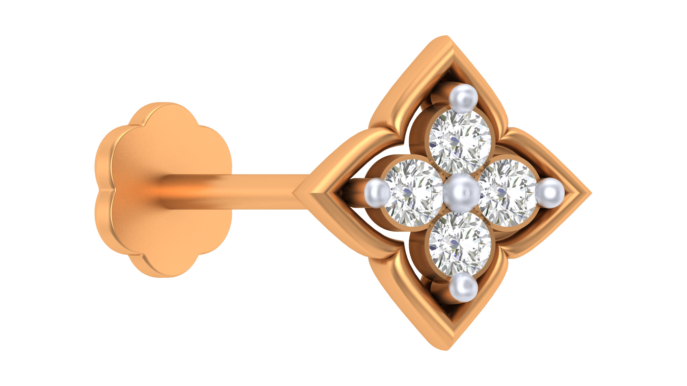 Gold & Diamond Stud Nose Pin KRA50130
