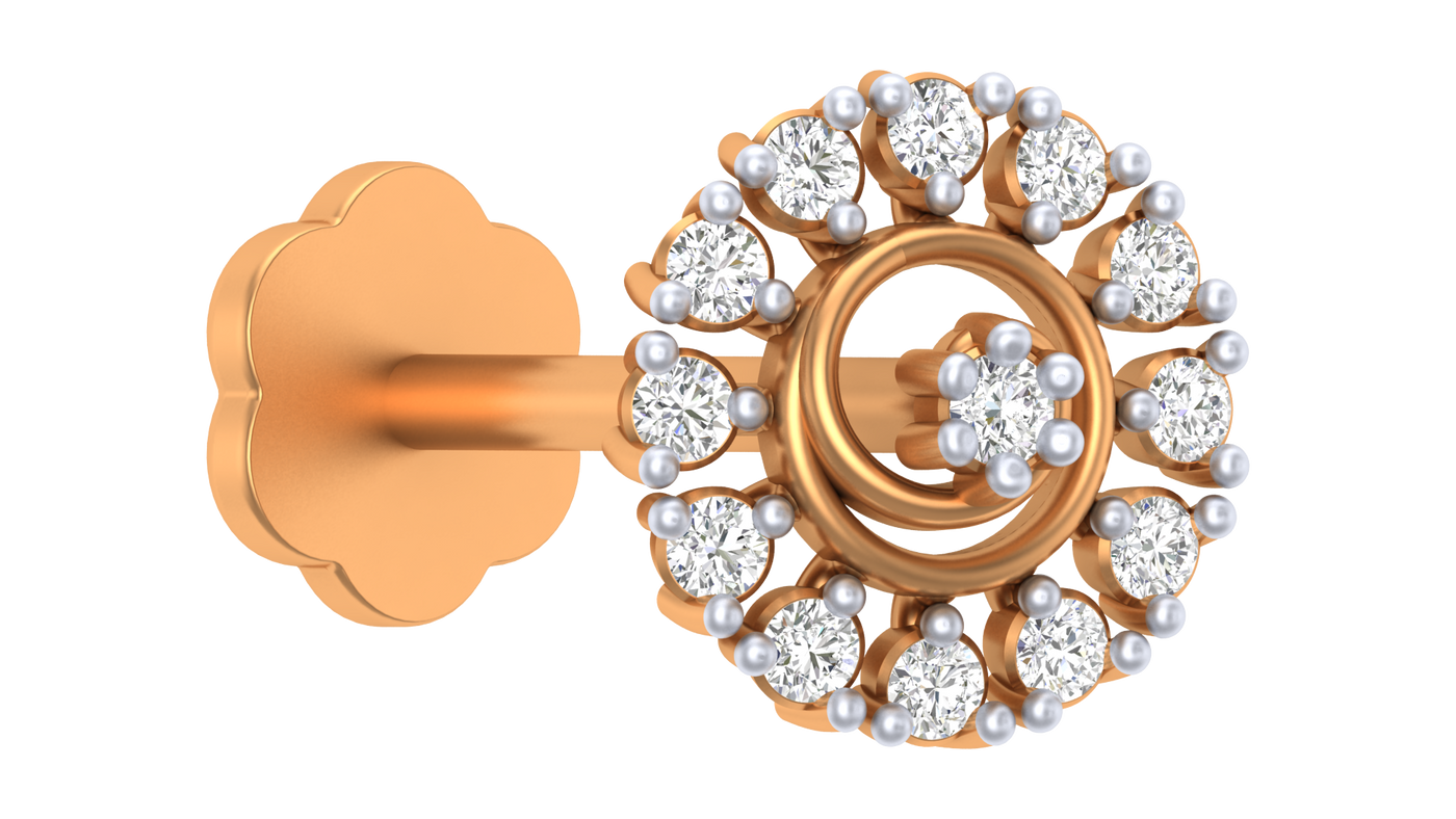 Gold & Diamond Round Nose Pin KRA50146