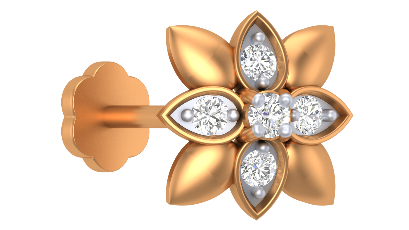 Gold & Diamond Stud Nose Pin KRC80277