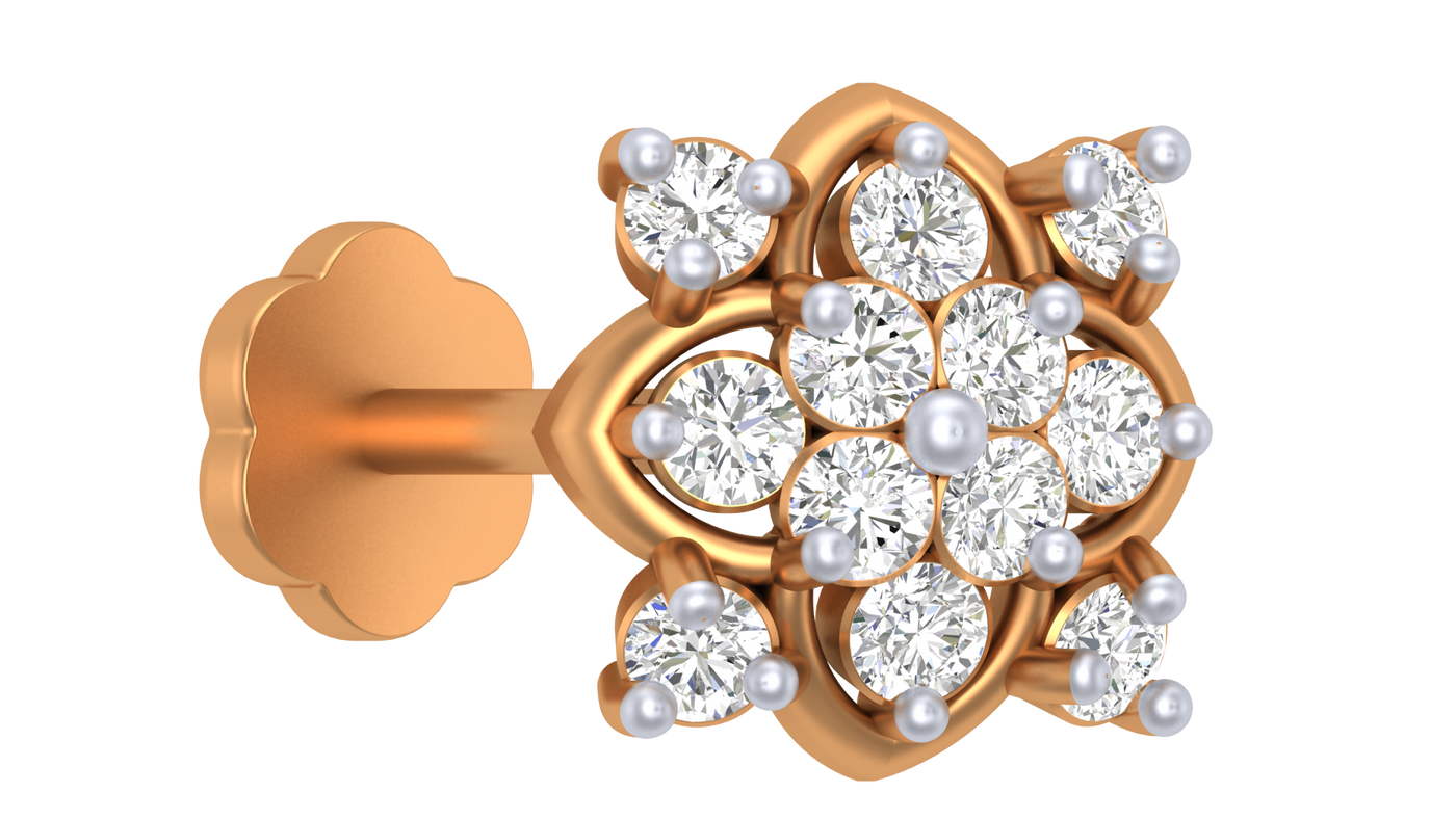 Gold & Diamond Stud Nose Pin KRC80307