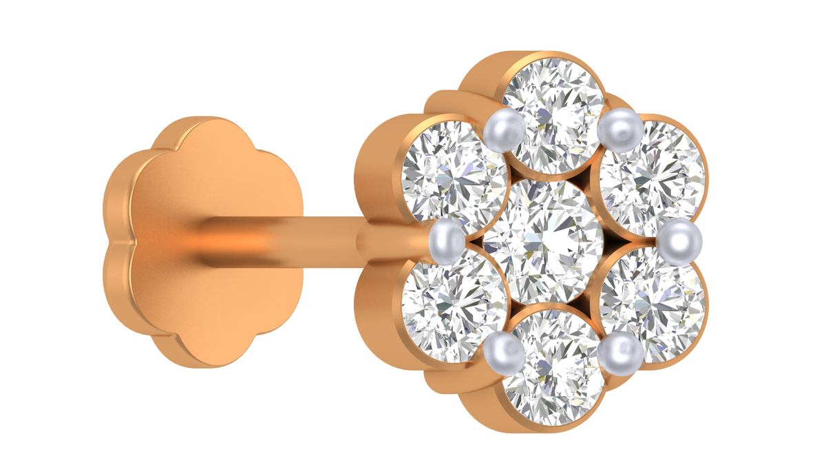 18K Gold & Diamond Stud Nose Pin KRC80290