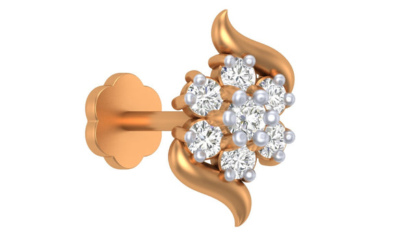 18K गोल्ड और डायमंड स्टड नोज़ पिन KRC80270