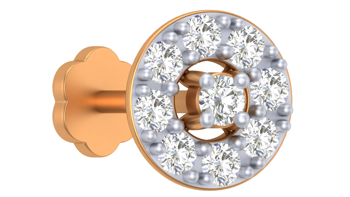 Gold & Diamond Round Nose Pin KRC80202