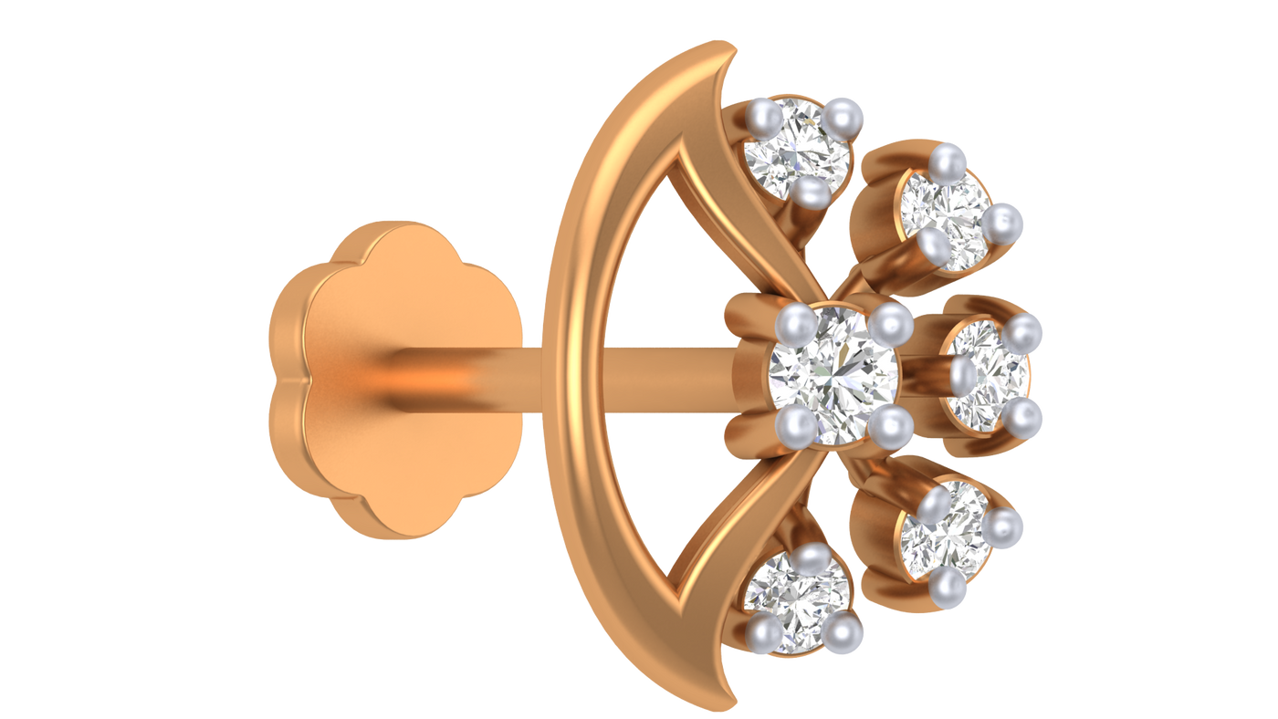 Gold & Diamond Stud Nose Pin KRC80275