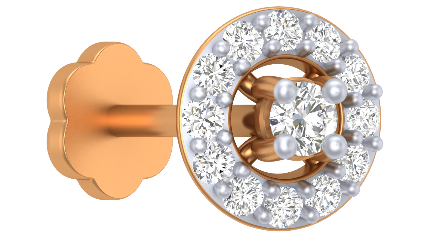 Gold & Diamond Round Nose Pin KRC80166