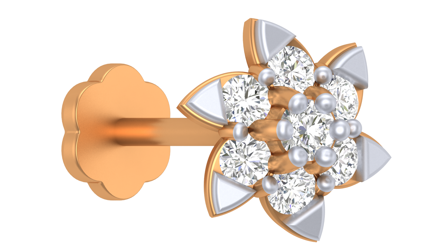Gold & Diamond Stud Nose Pin KRC80265