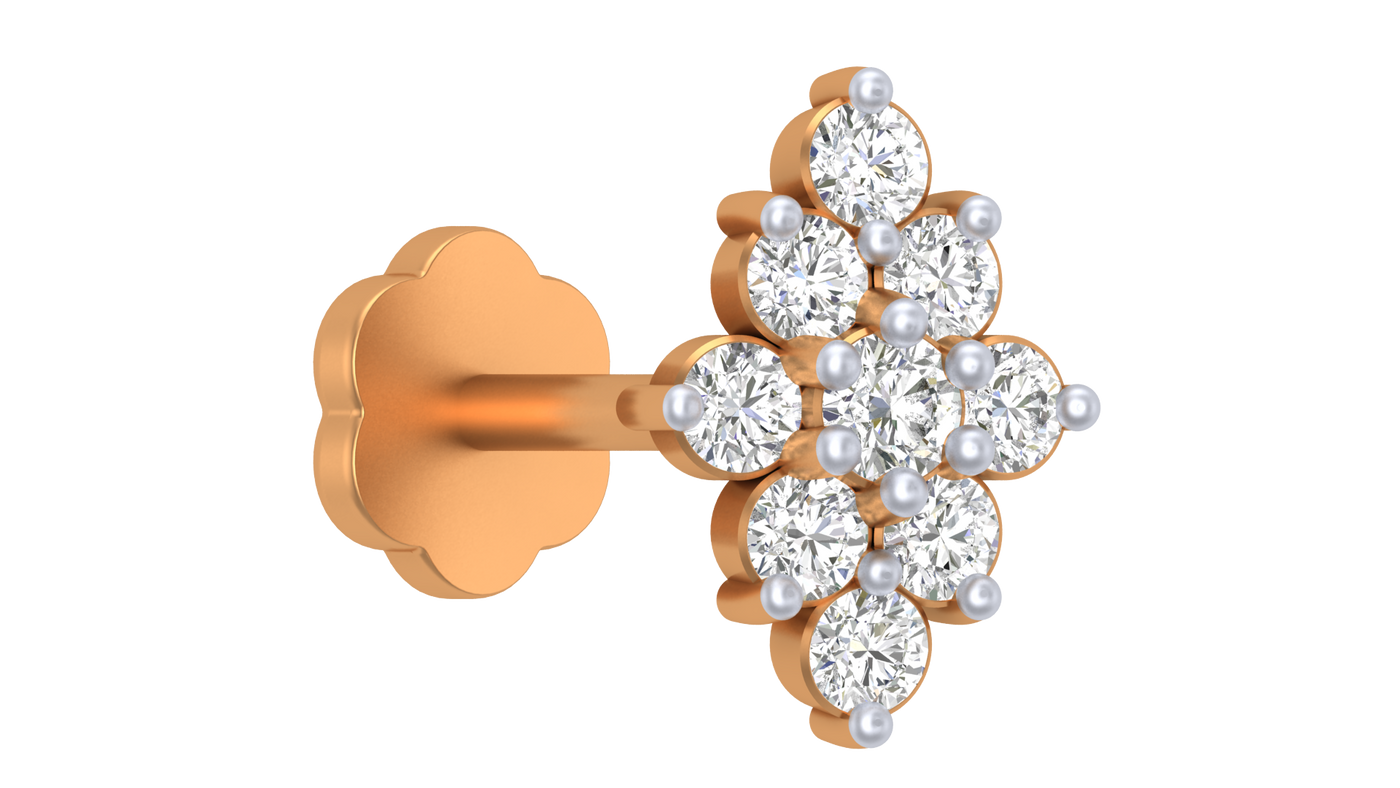 Gold & Diamond Stud Nose Pin KRC80299