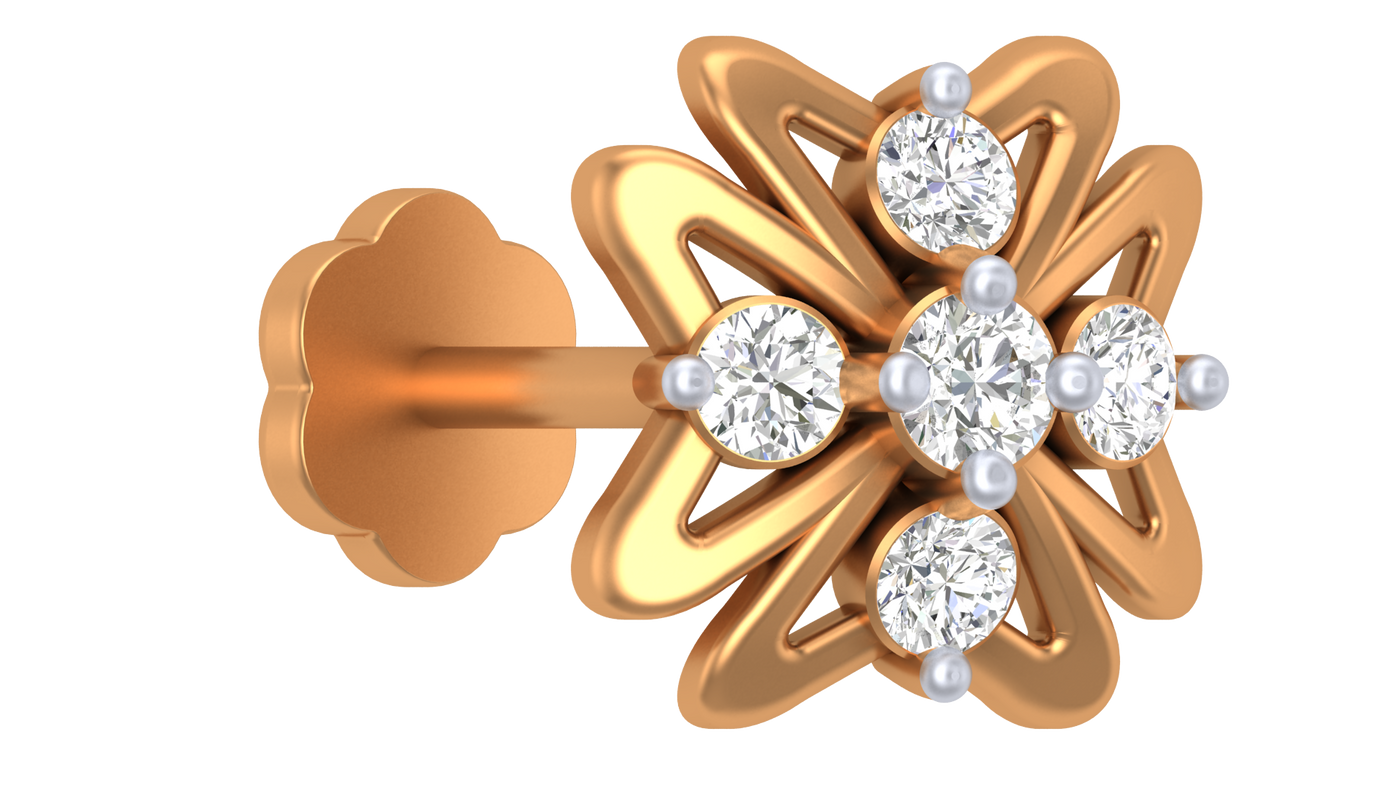 Gold & Diamond Stud Nose Pin KRA50184