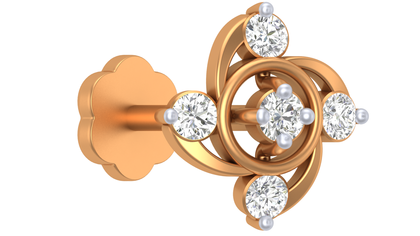 Gold & Diamond Nose Pin KRC80297