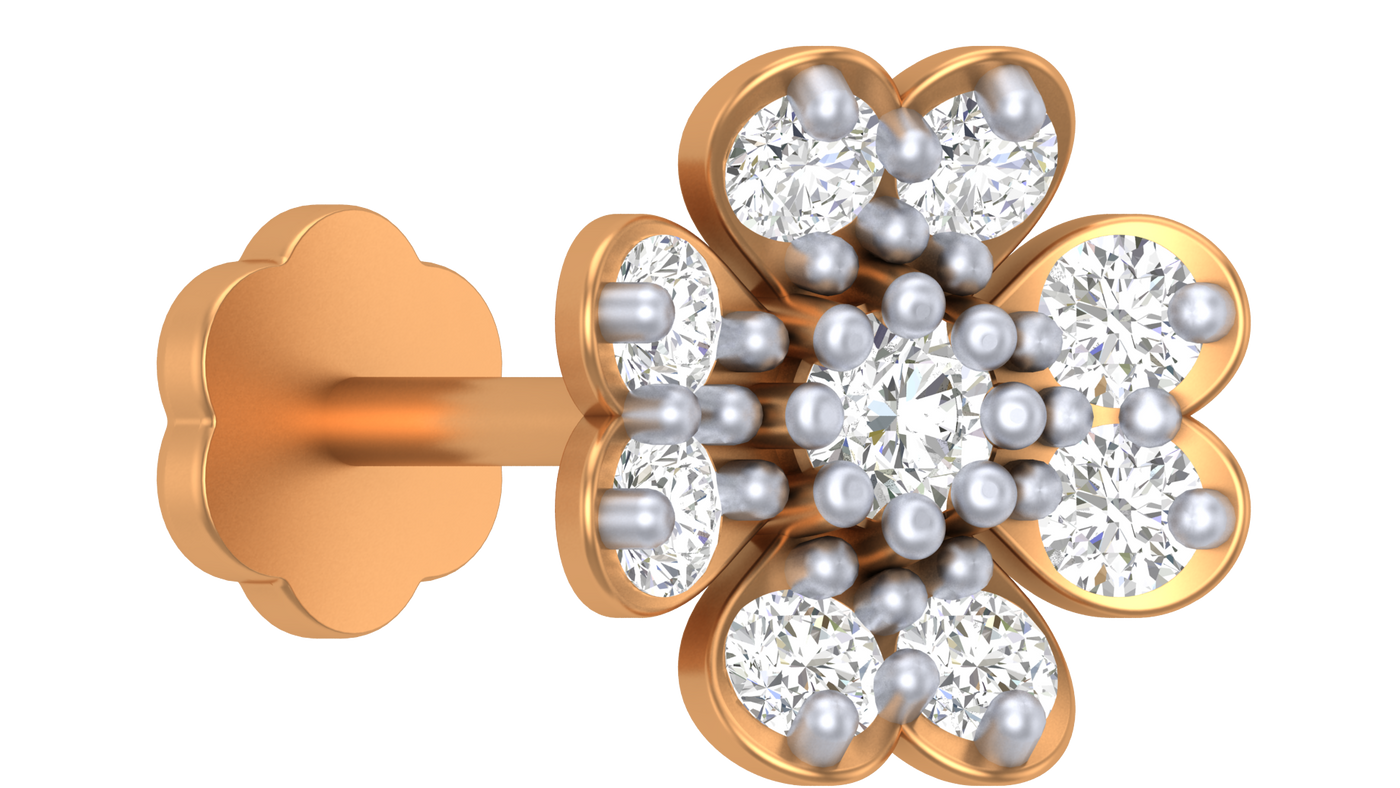 18K Gold & Diamond Stud Nose Pin KRA50186