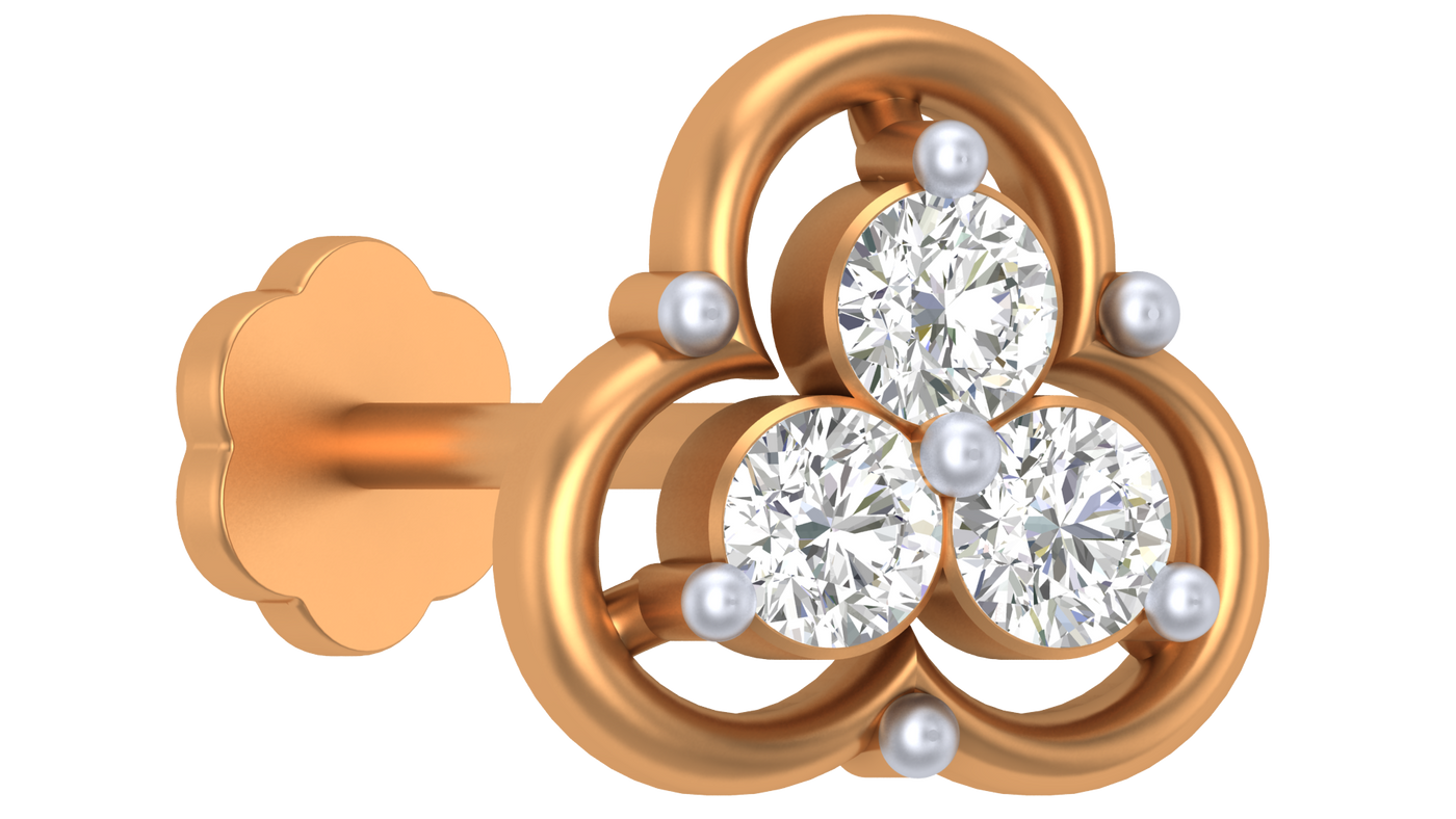 Gold & Diamond Stud Nose Pin KRC80300