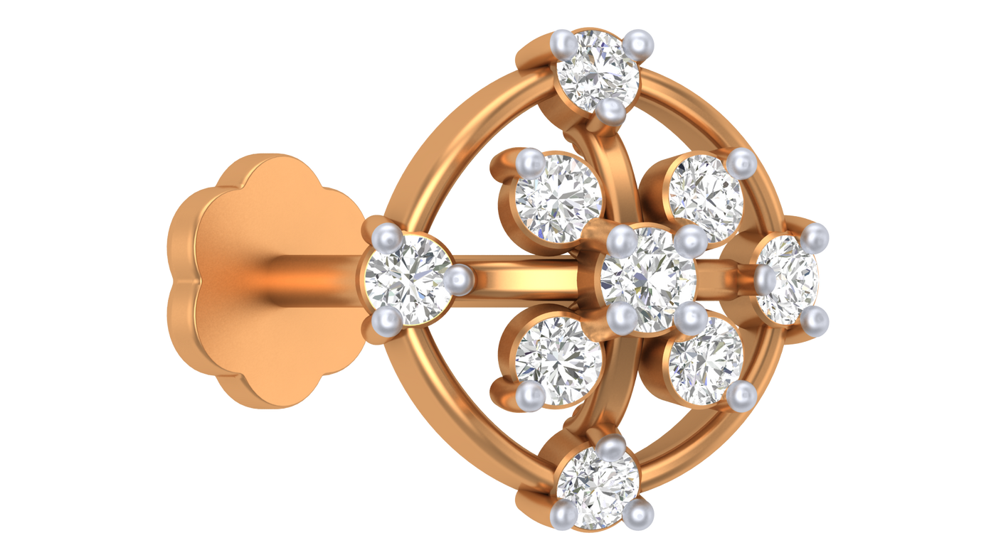 Gold & Diamond Stud Nose Pin KRC80304