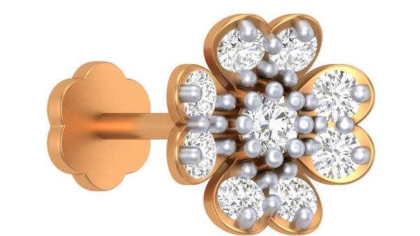 Gold & Diamond Stud Nose Pin KRC80301