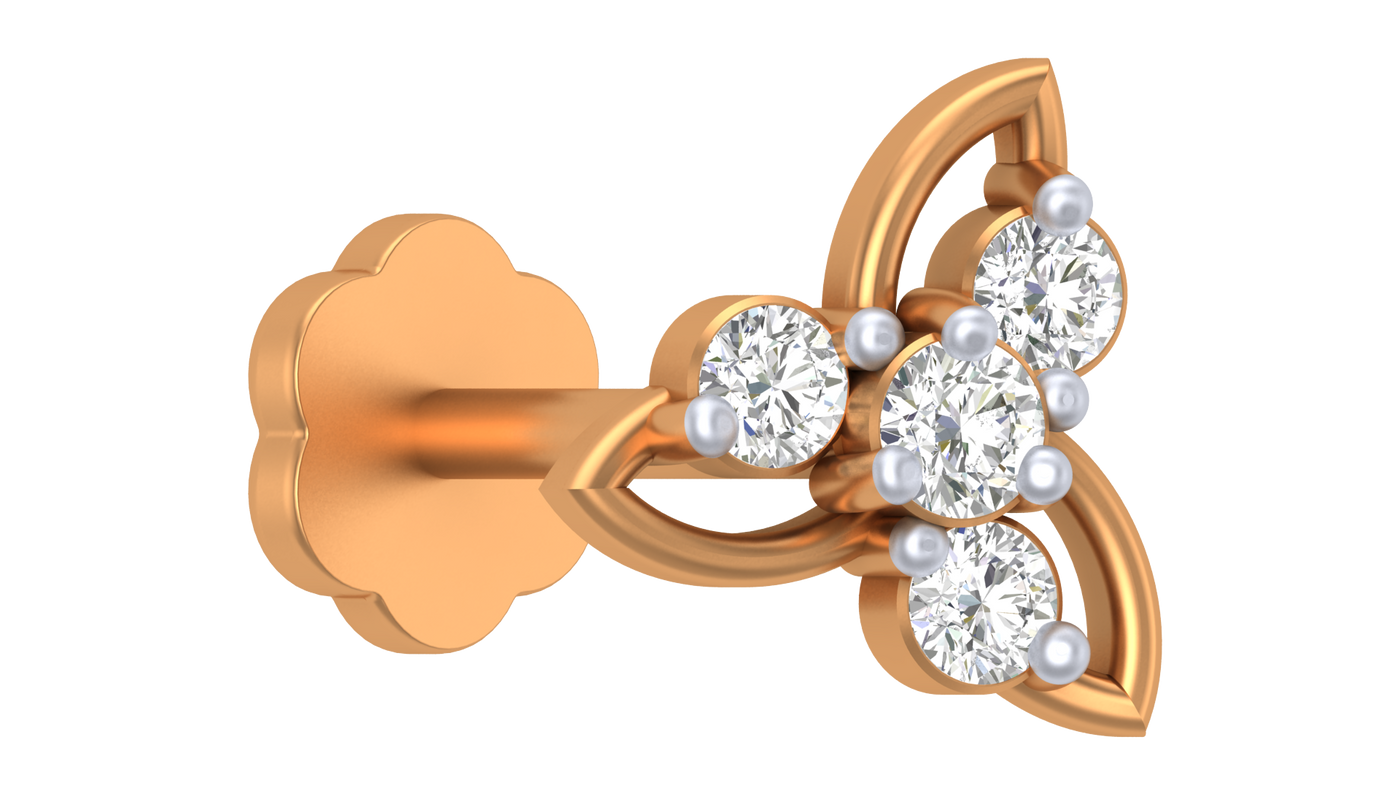 Gold & Diamond Stud Nose Pin KRC80201