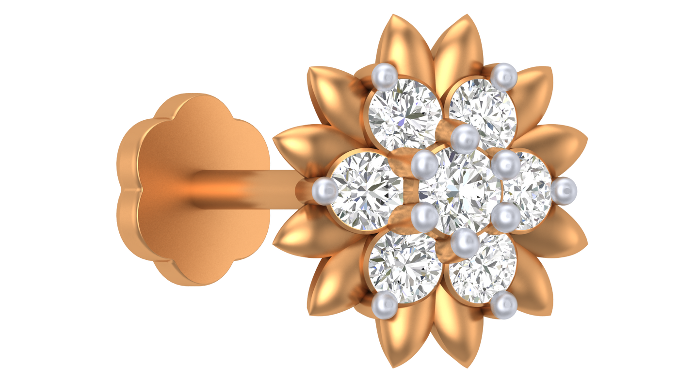 Gold & Diamond Stud Nose Pin KRC80306